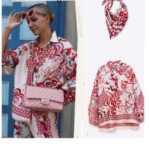 Zara print shirt with scarf